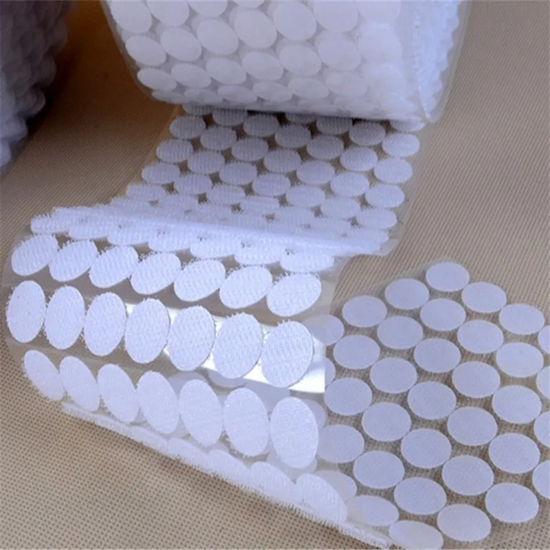 10มม.-25มม.100คู่สีขาว Magic ไนลอนสองด้านกาว Loops ดิสก์สีขาว Round Fastener เทปจักรเย็บผ้า Craf
