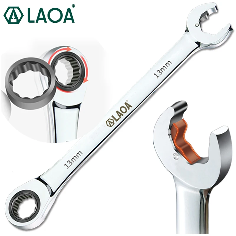 

LAOA CRV Alloy Steel Double Ratchet Spanner Spline Ratchet Wrench Open Spanner Combination Wrenches Made in Taiwan