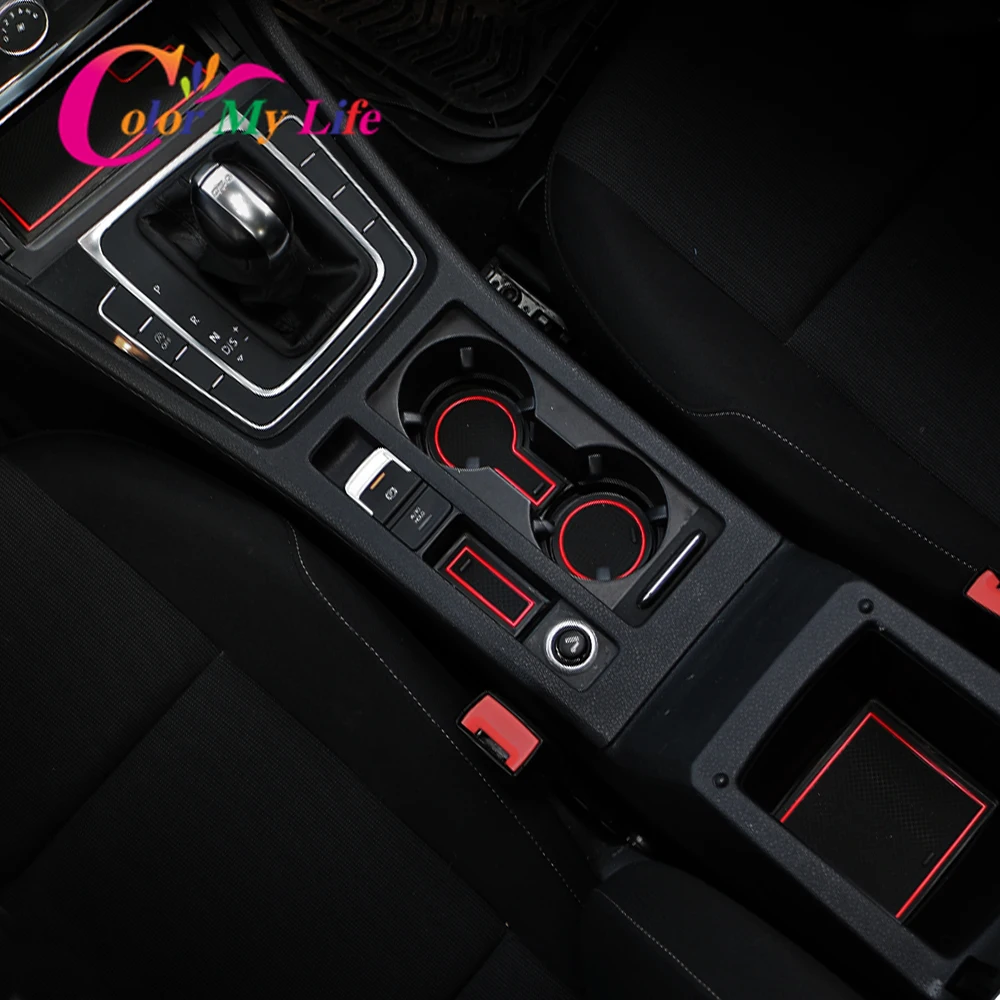 Anti-Slip Car Door Groove Mat for Volkswagen VW Golf 7 7.5 MK7 MK7.5 2013 - 2019 Silicon Gate Slot Pad Cup Mats