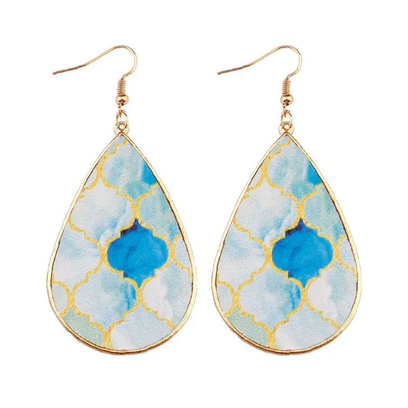 

Baroque Moroccan Leather Teardrop Drops Earrings