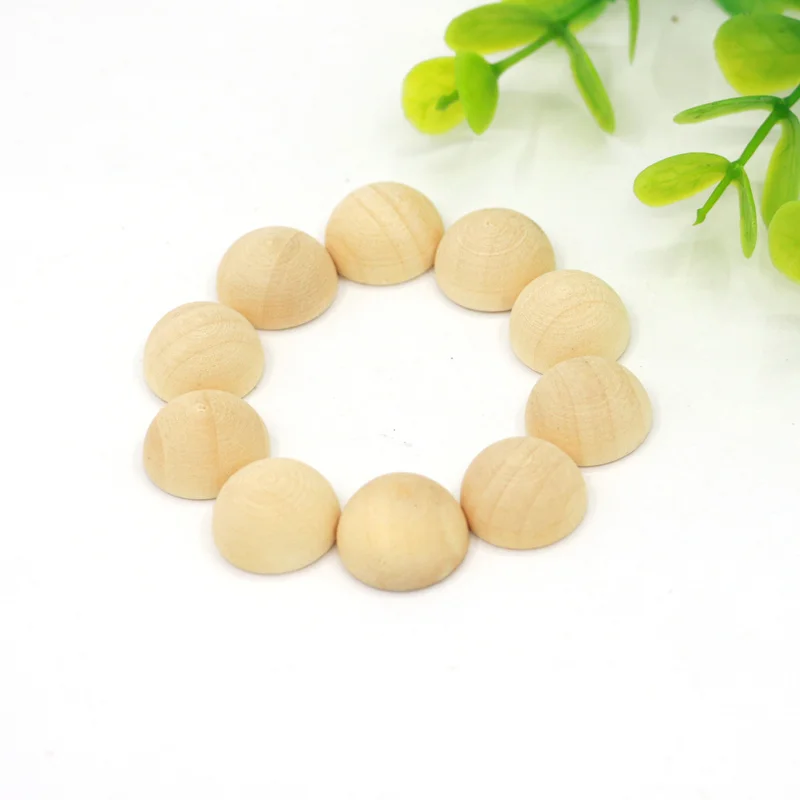 1pack Half Round wood Beads Natural Round Loose Wood Beads for Jewelry Making Bracelet Necklace Findings 10/12/15/18/20/25/30mm