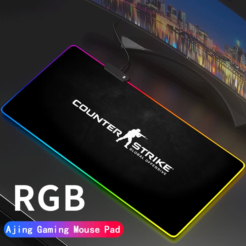 Counter-Strike RGB Gaming Mouse Pad Large Anime CS LED Lighting Mousepad Gamer Computer Desk Mat Pad CS-Go Support DIY