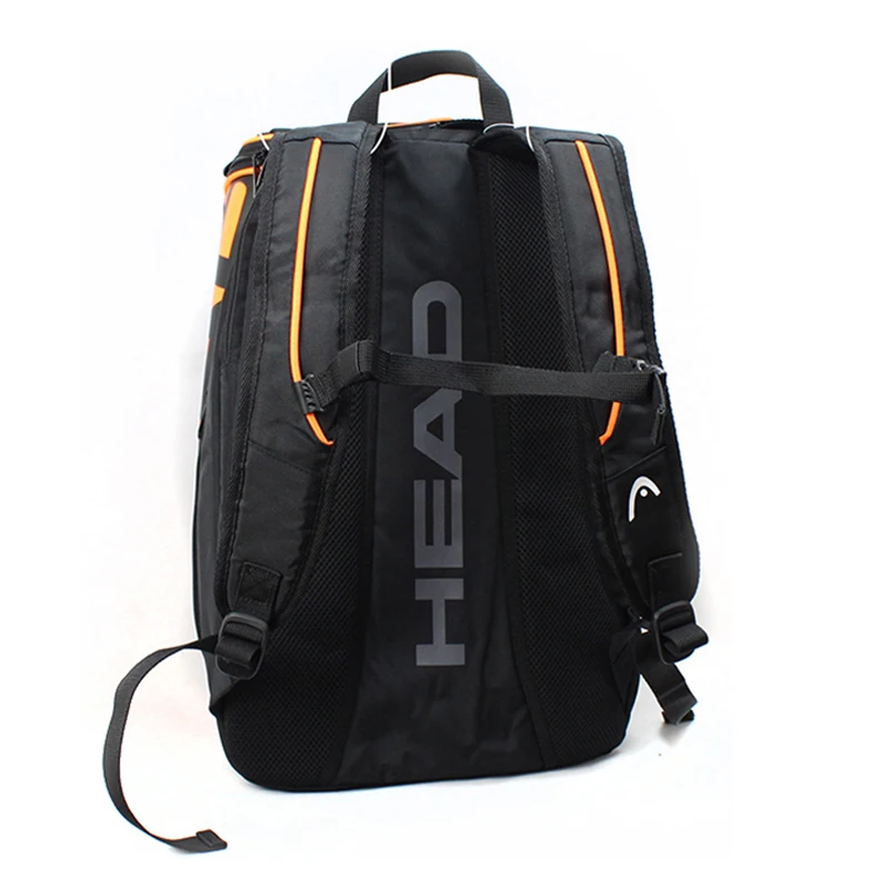 Orange Multi-function Head Tennis Racket Backpack PU Nylon HEAD Tenis Squash Backpack Large Capacity 2-3 Tennis Rackets Racquets