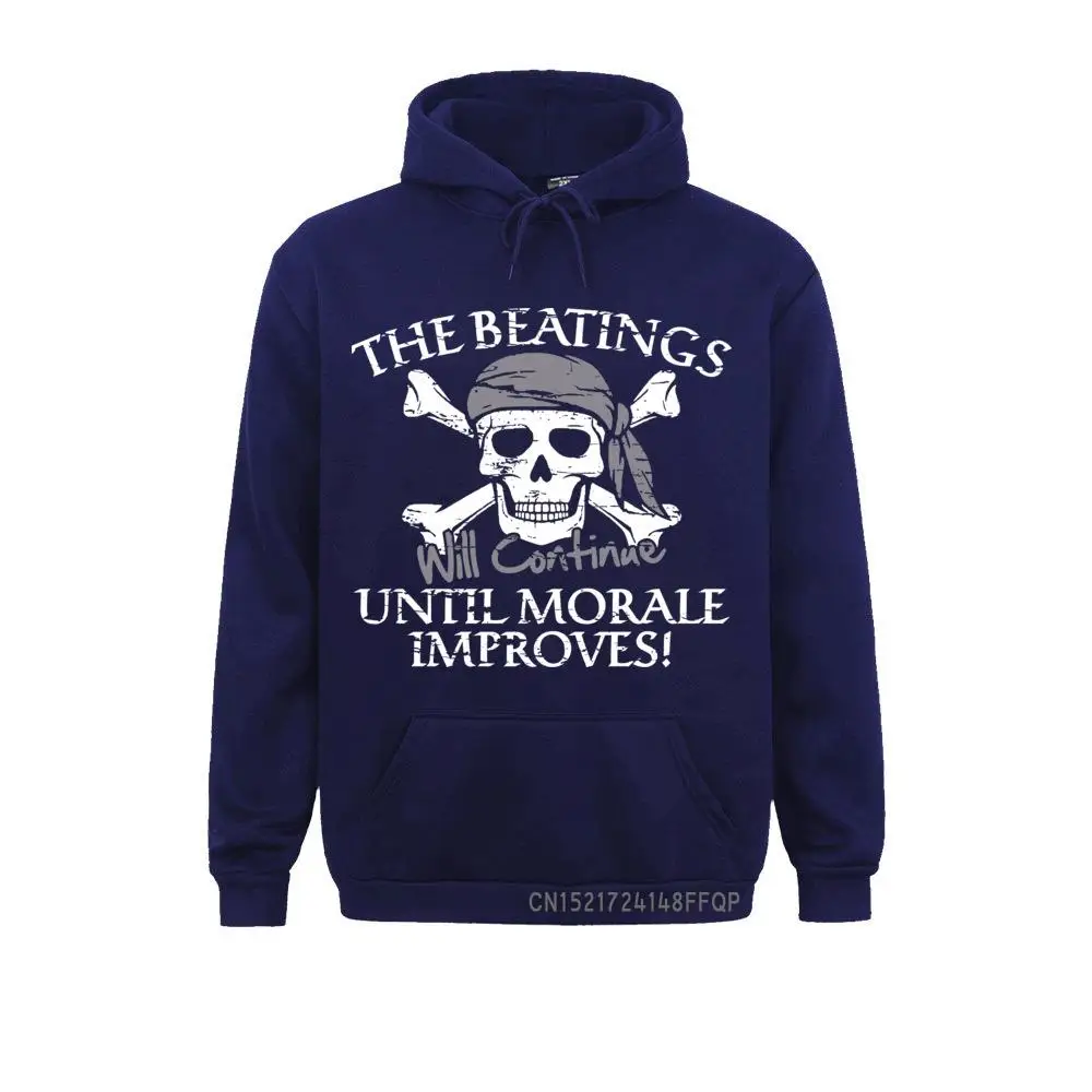 Retro Warm Men Hoodie Sweatshirt The Beatings Will Continue Until Moral Improves Skull Pirate Print Men Hoodies Pullover