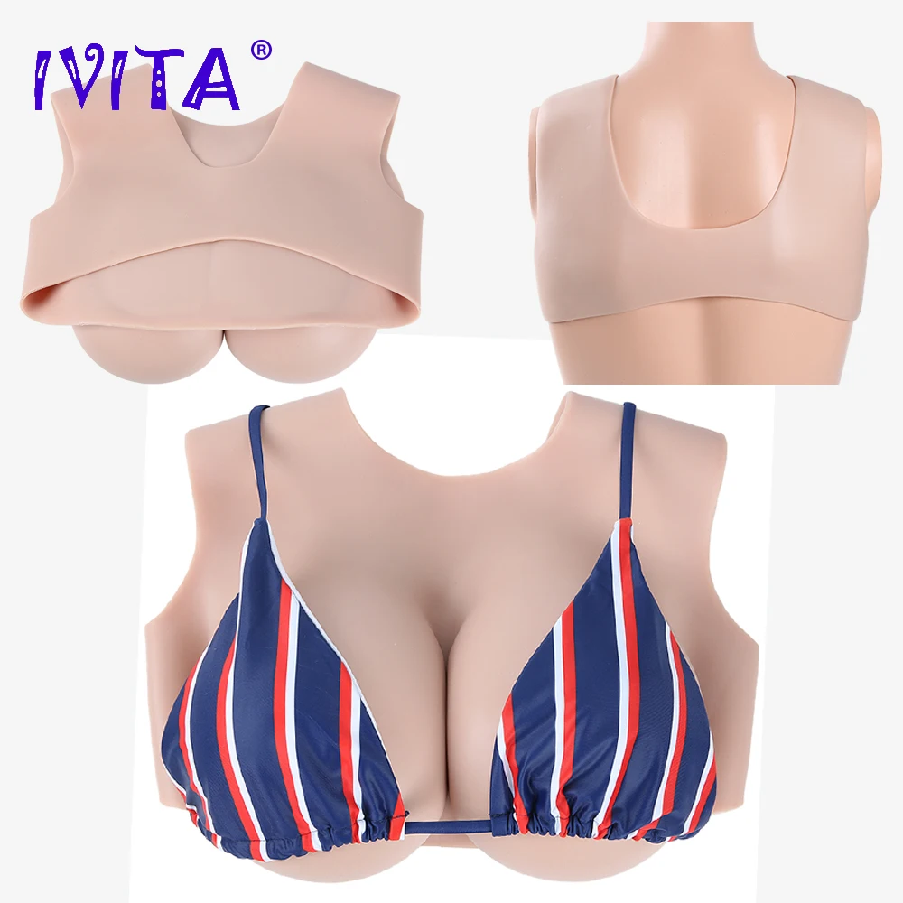 IVITA Artificial Realistic Silicone Fake Breasts Crossdressing Boobs For Crossdresser Transgender Drag Queen Shemale Cosplay