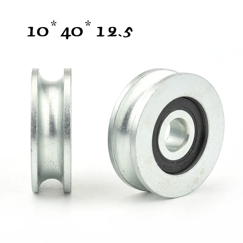 4PcS 10*40*12.5mm Grooved bearing pulley U groove rolling wheel 8mm wire rope over line lifting wheel 4cm guide wheel