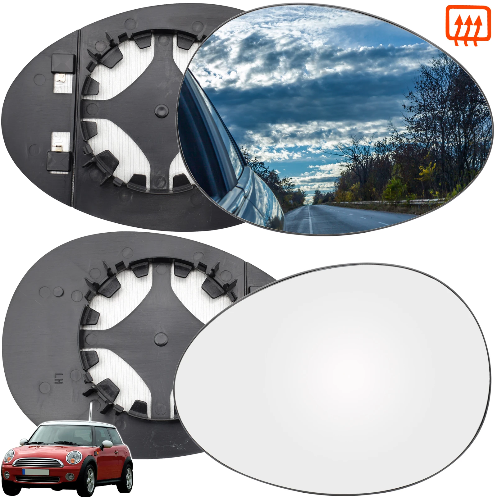 

For Mini Cooper S One Countryman R55 R56 R57 R58 R59 R60 R61 2007 - 2014 Left Right Side Wing Mirror Glass Heated Convex Plate