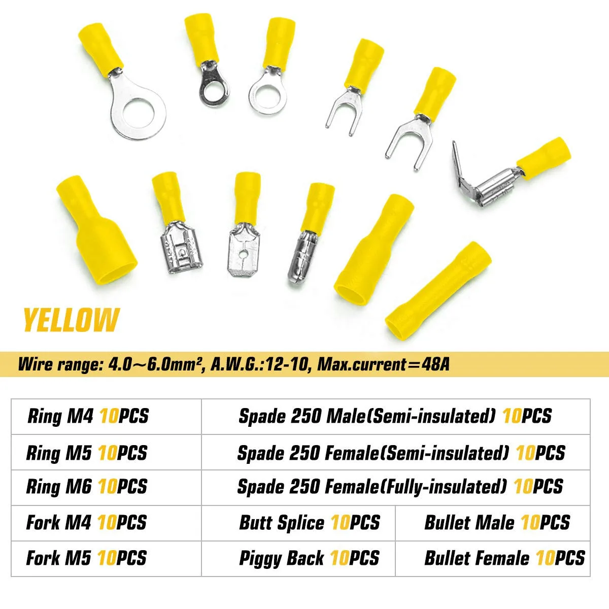 Electrical Wire Connectors, Insulated Wire Crimp Terminals, Mixed Butt Ring Fork Spade Bullet Quick Disconnect Assortment Kit