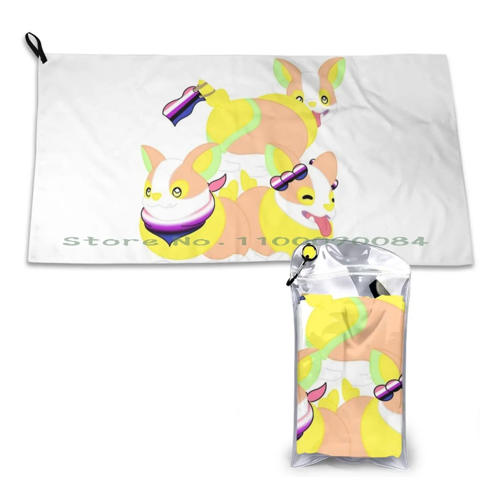 Yamper’s Genderfluid Pride Quick Dry Towel Gym Sports Bath Portable Pride Flag Sword And Shield Yampers Lgbtq Genderfluid Soft