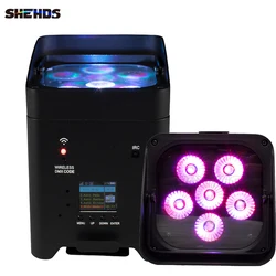 SHEHDS Wireless Remote Control Wifi APP Smart LED Par 6x18W 6in1 RGBAW+UV Battery Lighting Flight Case For Party DJ Disco