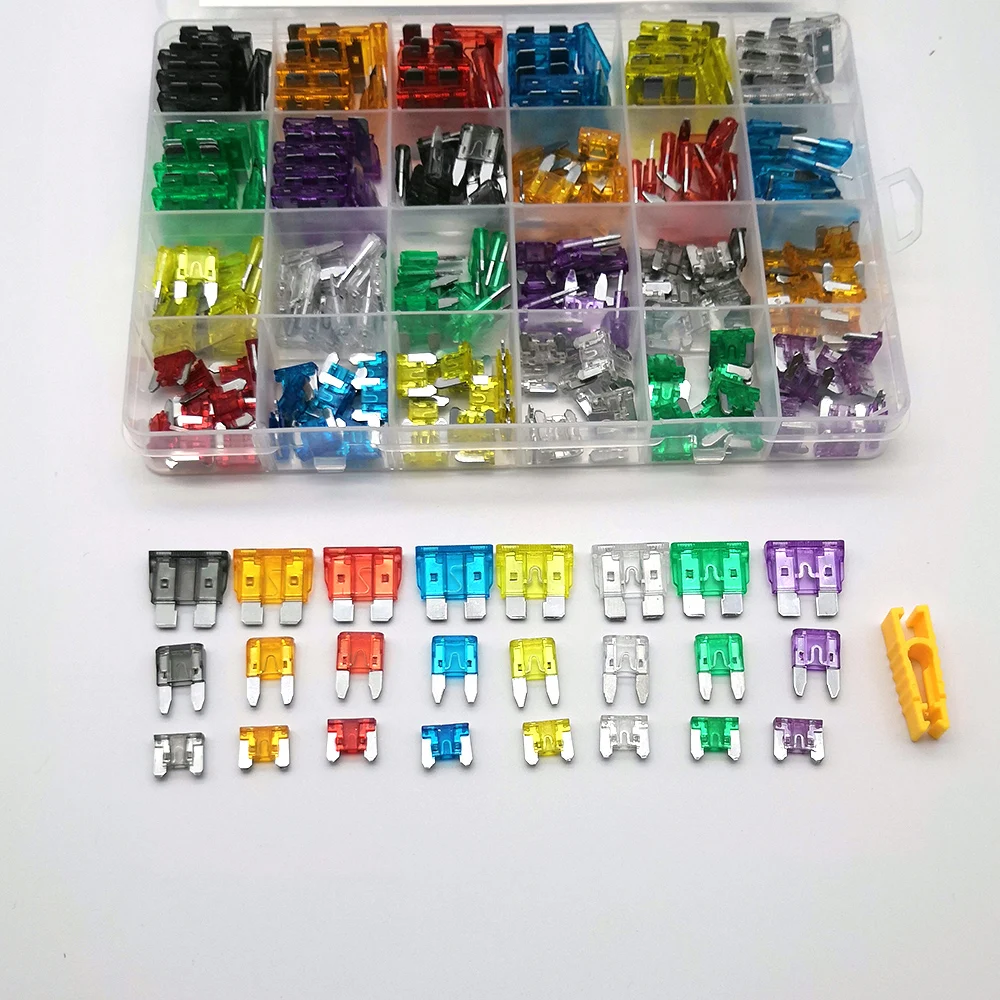 272pcs/lot Car Fuses 2A 3A 5A 7.5A 10A 15A 20A 25A 30A 35A Amp with Box Clip Assortment Auto Blade Type Fuse Set Truck