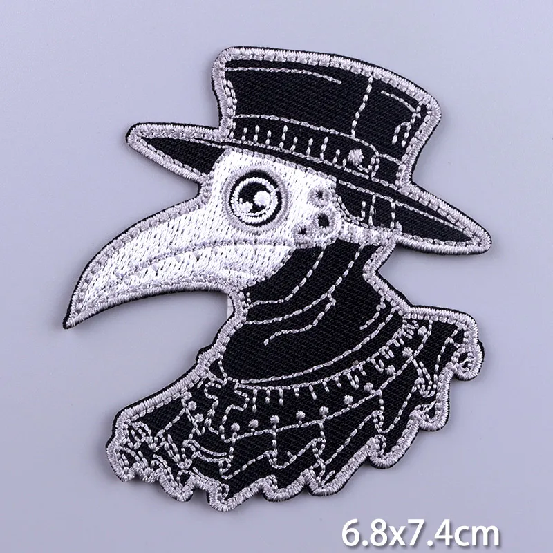 Plague Doctor Embroidery Patches On Clothes Movie Patch Stickers Lips Biker Badge DIY Skull Patch Iron on Patches on Clothes