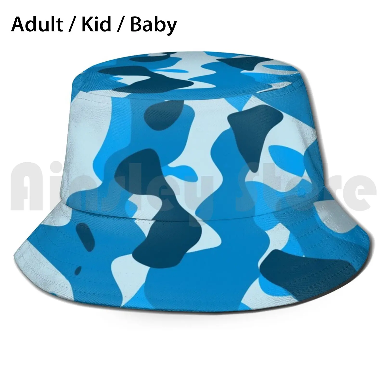 Cloud Camouflage Bucket Hat Adult kid baby Beach Sun Hats Camo Blue Turquoise Camouflage Om Marseille