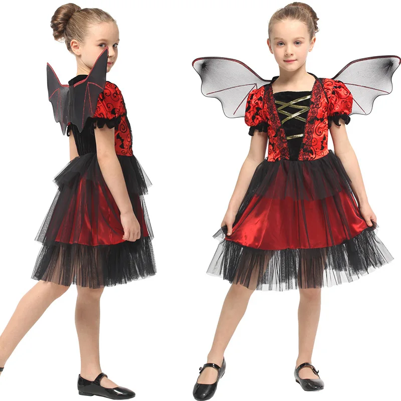 Kids Girl Fairy Batgirl Vampire Princess Costume New Year Christmas Carnival Halloween Fancy Dress Children Cosplay Clothes