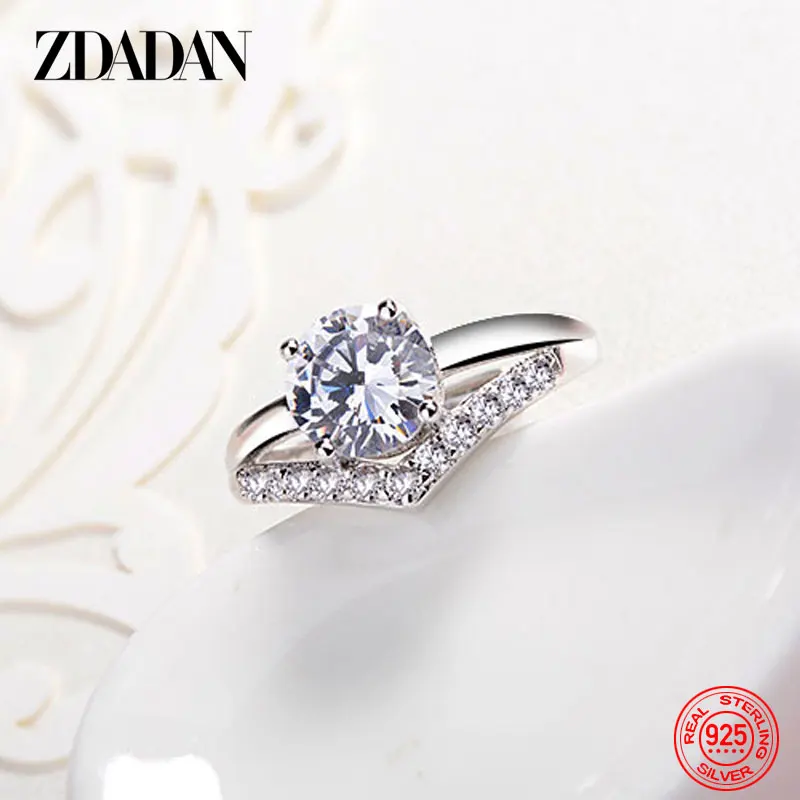 

ZDADAN 925 Sterling Silver Adjustable Open Crown Ring For Women Wedding Jewelry Gift