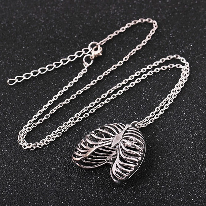 Skeleton Pendant Necklace Anatomy Anatomical Human Rib Chest Necklace Fashion Vintage Biology Jewelry Men