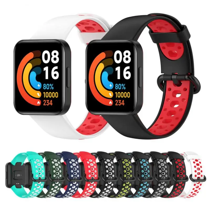 1 PC Silicone Two-color Strap For Redmi Watch2/Xiaomi Redmi Watch 2 Lite Sports Breathable Watchband 10 Optional Colors