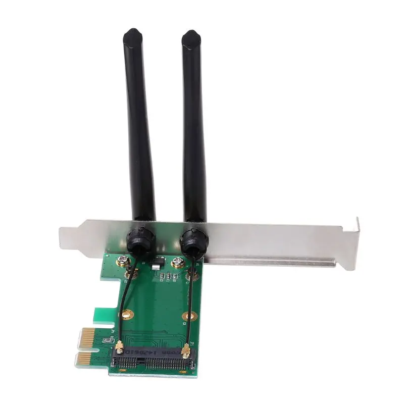 Draadloze Netwerkkaart Wifi Mini Pci-E Naar Pci-E Adapter 2 Antenne Externe Pc