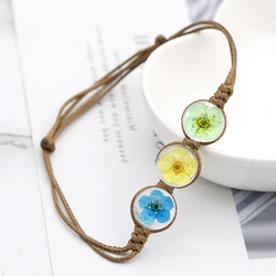 cute elegant glass flower bracelets for women vintage charm rope chain Adjustable bracelet women's fashion party gifts