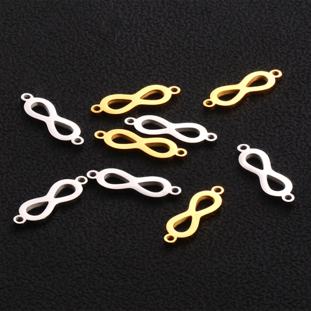 10pcs/lot Stainless Steel Infinity Charm Connectors Pendant Number 8 for DIY Necklace Bracelet Marking Finding Accessories