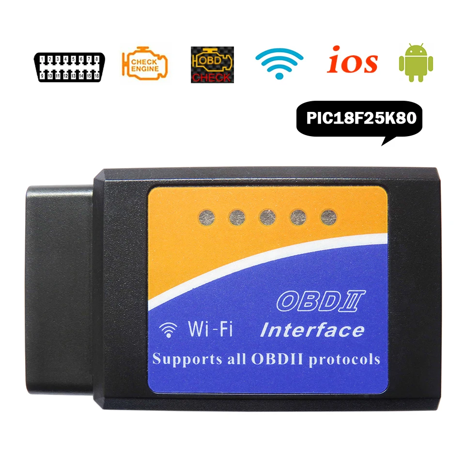 

ELM-327 OBD2 сканер ELM327 WiFi V1.5 автомобильный диагностический инструмент ELM 327 в 1,5 Wi-Fi Obd 2 Автомобильный считыватель кодов-сканер для iOS/Android