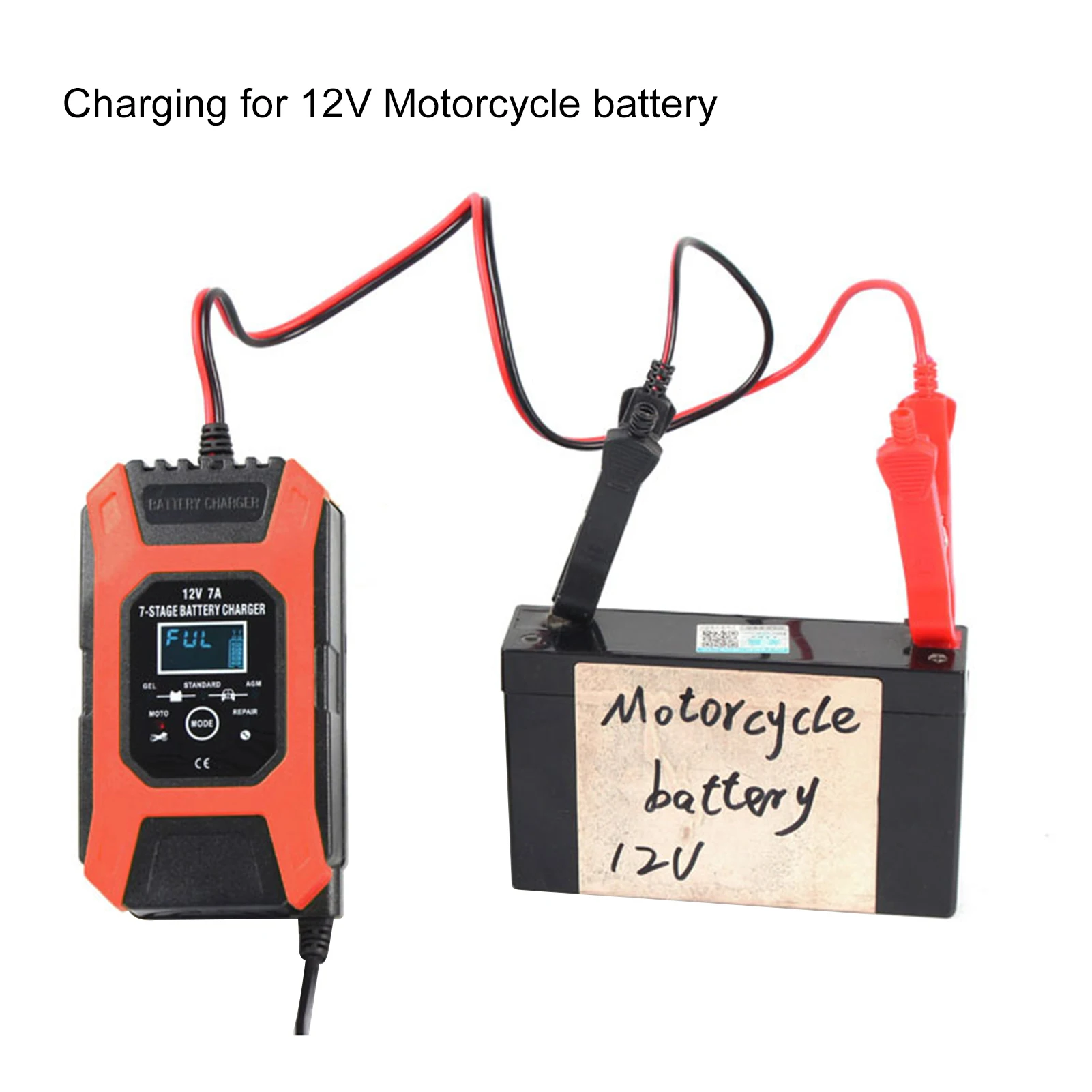 12V/24V 6A Car Battery Charger Pulse Repair 7-stage Charger For Lithium Iron Lead Acid Lithium Battery Motorcycle Charger