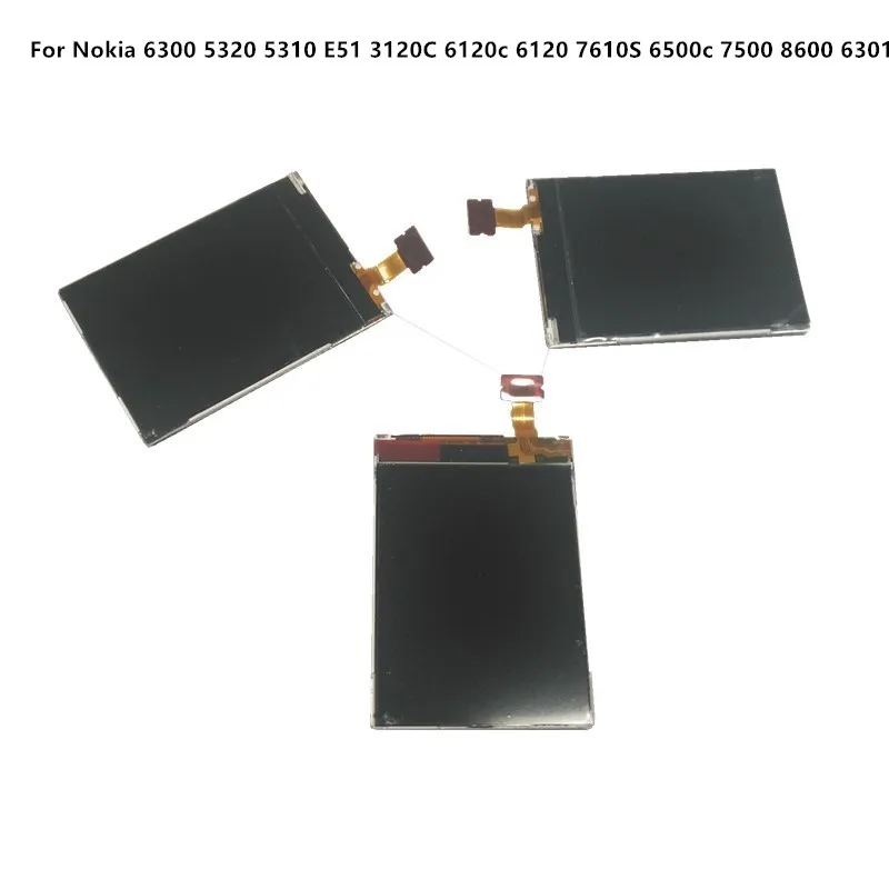 

Azqqlbw 10pcs/lot LCD For Nokia 6300 5320 5310 E51 3120C 6120c 6120 7610S 6500c 7500 LCD Screen Replacement Repair Parts 6300 L