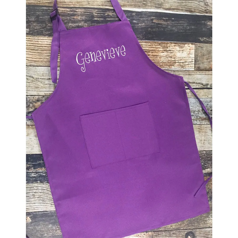 Purple Red Blue Color Kids Chef Apron Chef Hat Personalized Name Child Baking Apron Set Custom Children's DIY Colorful Apron