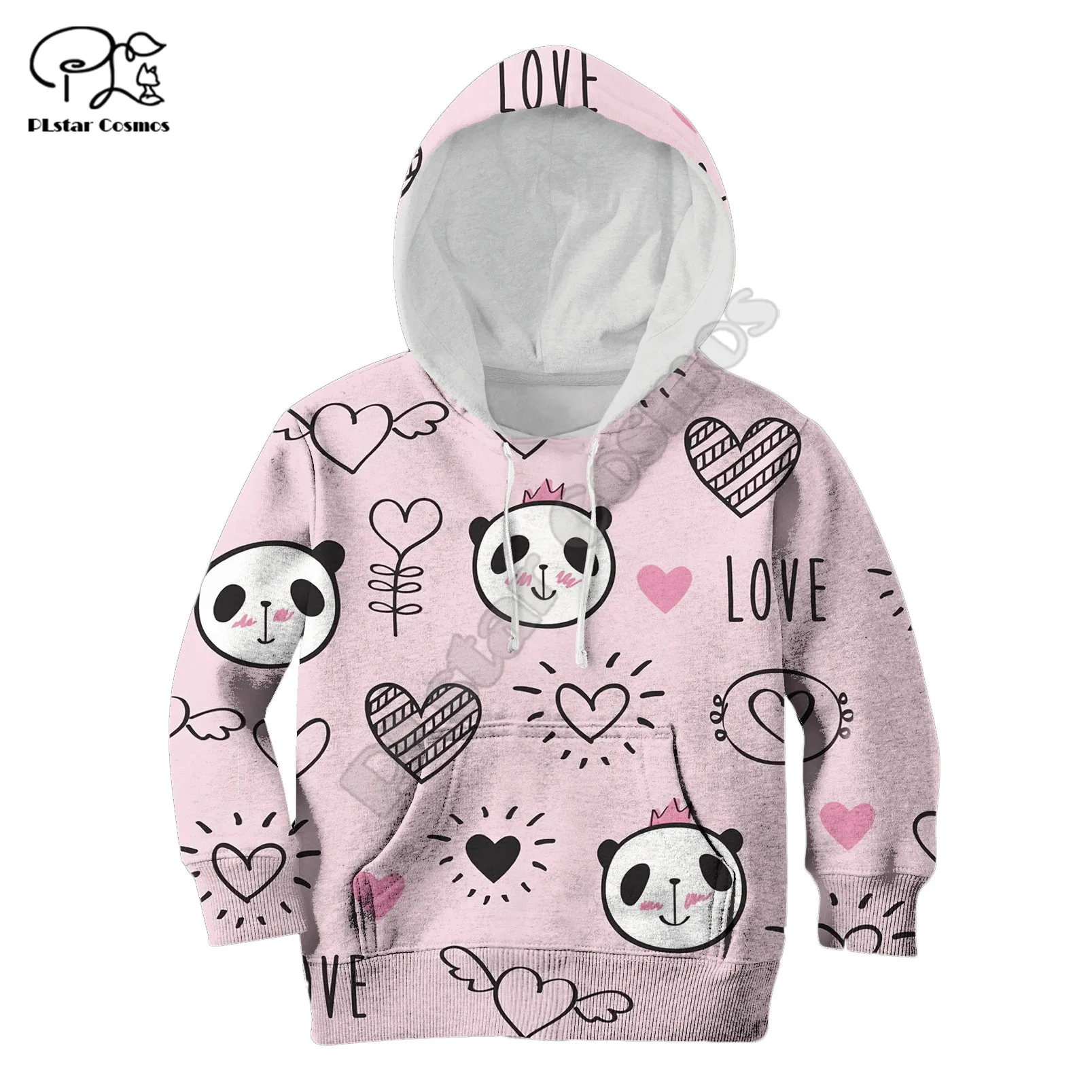 

Panda In Love Children zipper coat Long Sleeve Pullover Cartoon Sweatshirt Tracksuit Hooded/family t shirts