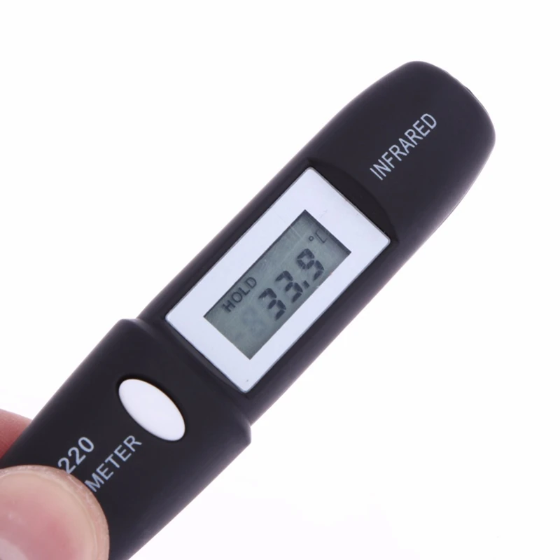 Non-Contact Mini Infrared Thermometer IR Temperature Measuring Digital LCD Display Infrared Thermometer Pen DT8220 Black