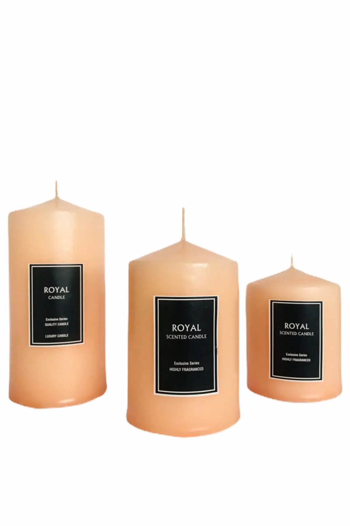 Cylinder Candle Super 3 Piece Set Salmon Color Diameter 6 Cm Height 6-9-12 Cm Romantic Gift Products Christmas Marriage