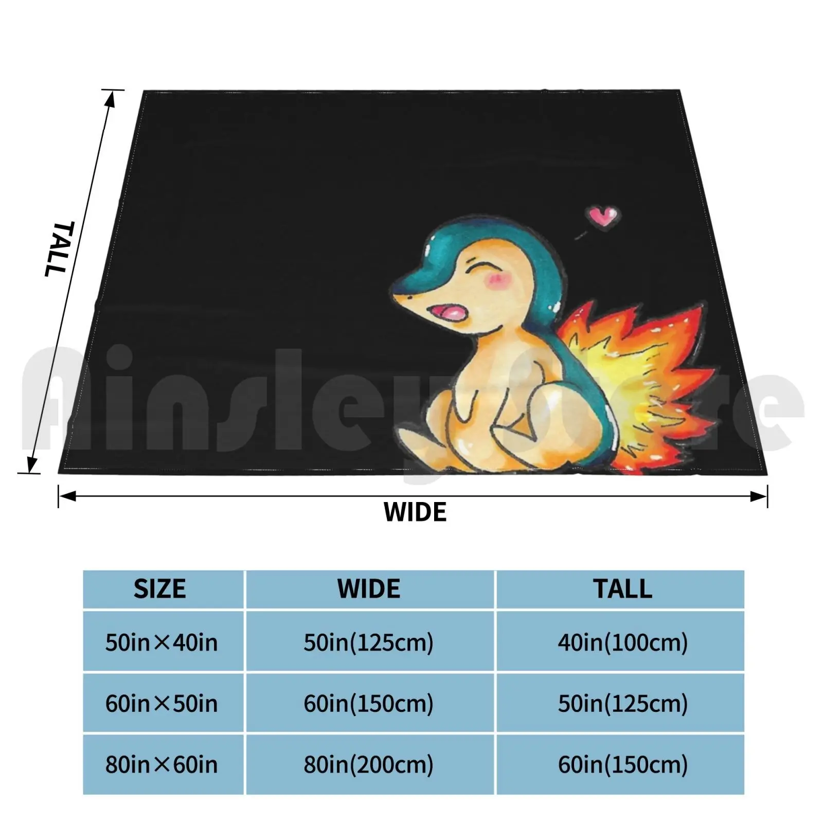 Cyndaquil 3 Blanket Fashion Custom 1765 Cyndaquil Pkmn Cutie Starter Favorite Green Flame Fire Fire Type