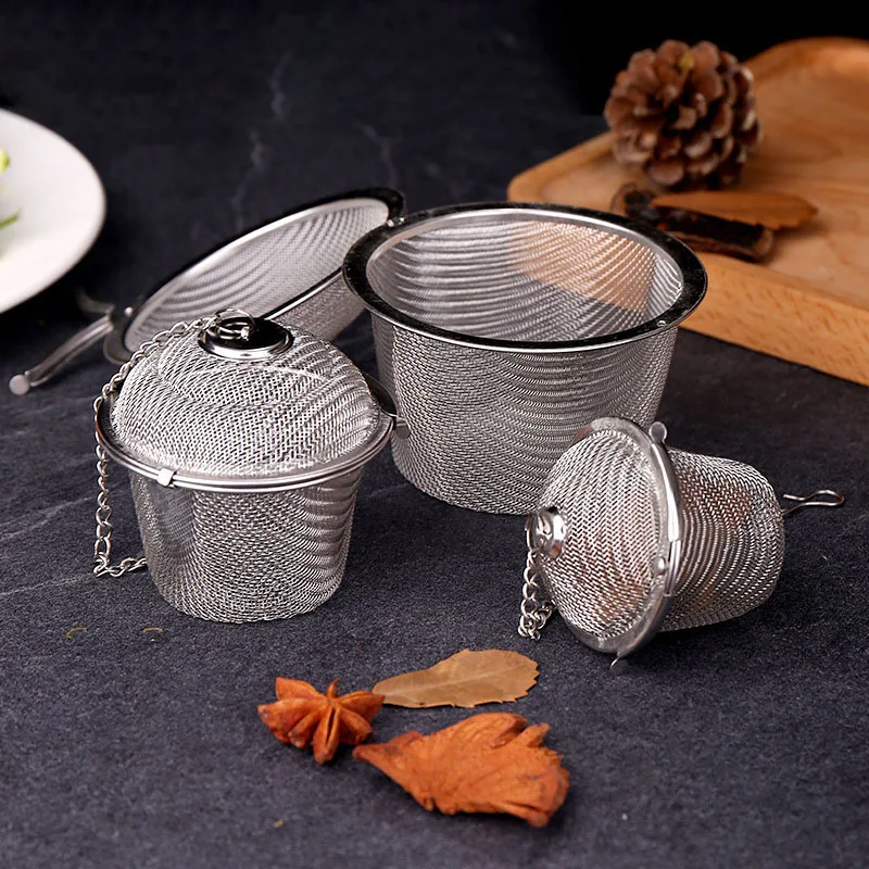 5 Size Stainless Steel Strainers Tea Locking Spice Egg Shape Ball Mesh Infuser Metal Tea Strainer Diffuser With Handles Lid