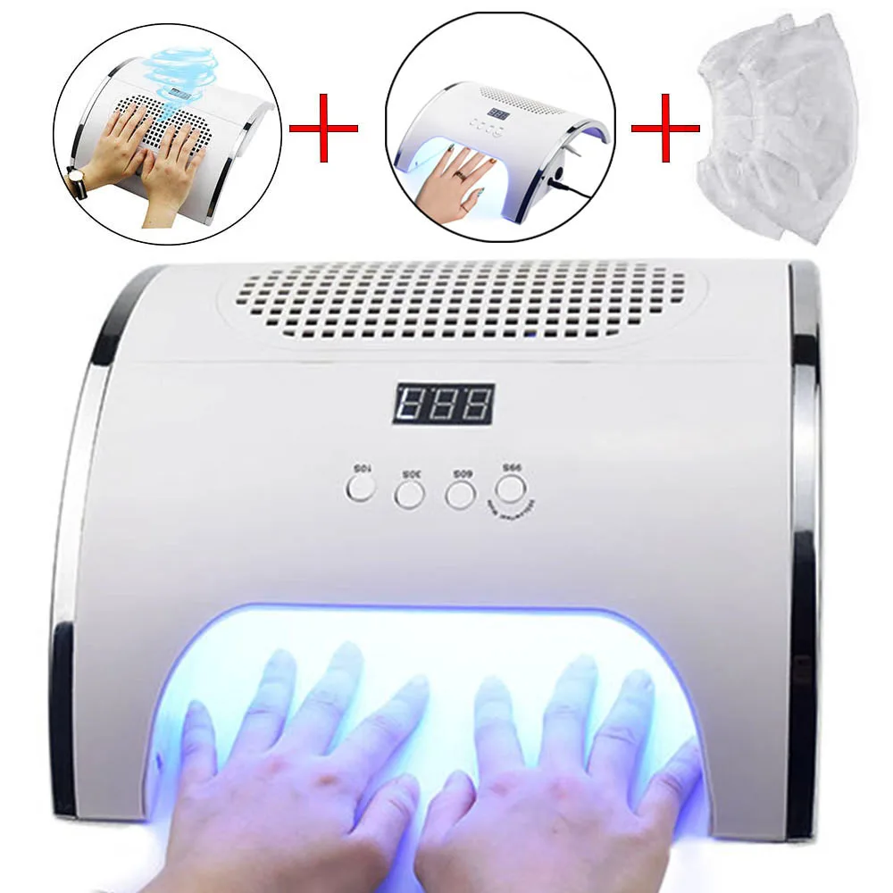 3-IN-1 Nail Lamp with Auto sensor Nail Dryer Powerful Nail Dust Collector Cleaner 80W Family Private Nail Salon Manicure