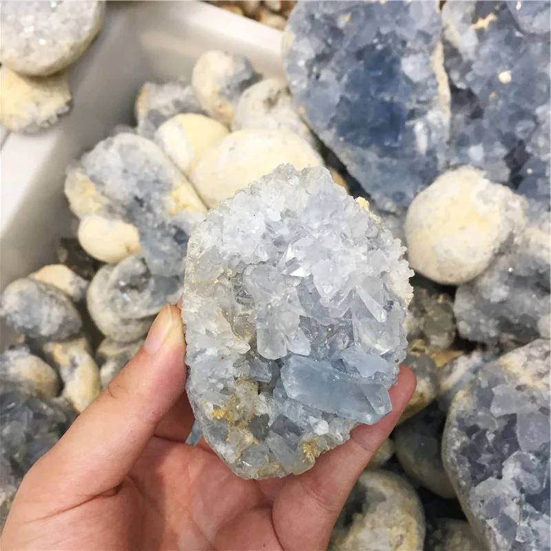 Wholesale Natural Blue Celestite Crystal Geode For Healing Jewelry Making