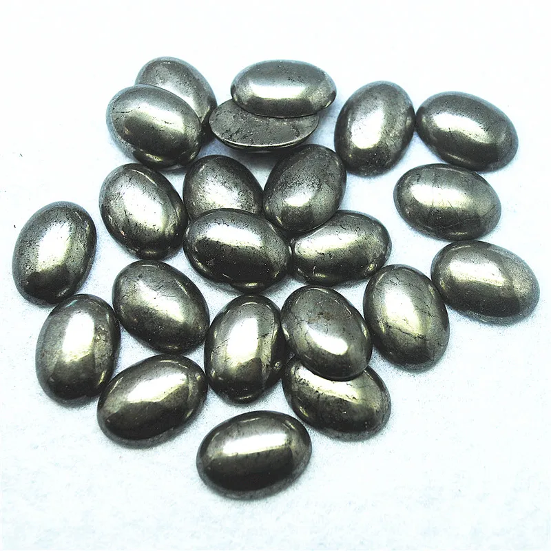 5PCS Natural Pyrite Stone Cabochons Oval Shape 10X14MM 15x20MM 18X25MM  NO Hole Loose Beads For DIY Jewelry Accessories