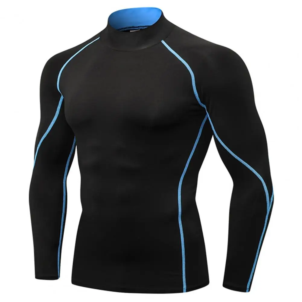 Men Sport Running T Shirt Turtle Neck Long Sleeve Sports Gym T-shirt Thermal Underwear Top Gym Sportswear Men Clothes