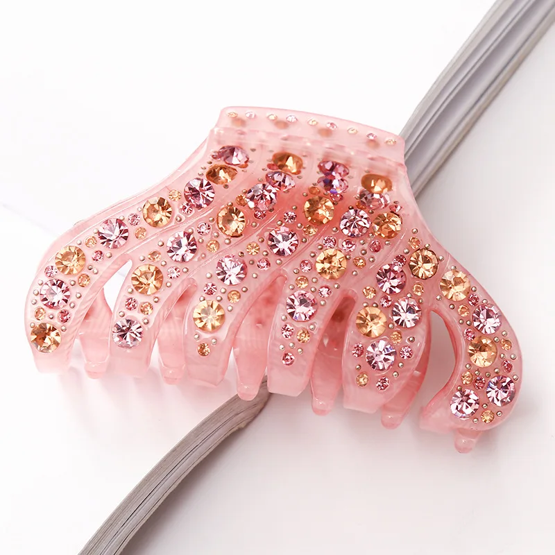 Full Rhinestone Hair Claws Pins And Clips Shinning Crystal Acetate Clasp Crab For Women Thick Long Hair Jewelry Accessory Girl