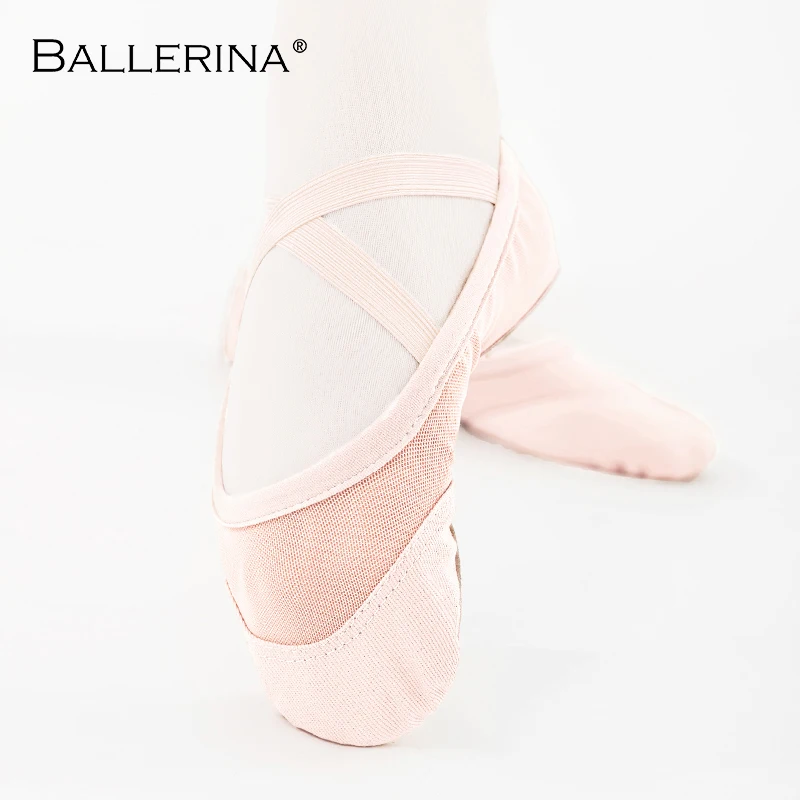 Ballerina Ballet exercise shoes ballet dance Soft Flats Women pink Stretch mesh Fabric  Women's Sports Shoes 1030