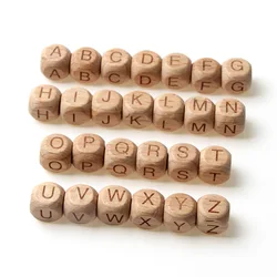 10pcs/lot 10mm 12mm Natural Letter Wood Beads Square Beech Alphabet Loose Spacer Beads For Jewelry Making Diy Necklace Bracelet