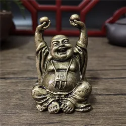 Bronze Color Lucky Laughing Buddha Statue Ornaments Resin Chinese Feng Shui Maitreya Buddha Sculpture Figurines Home Decoration