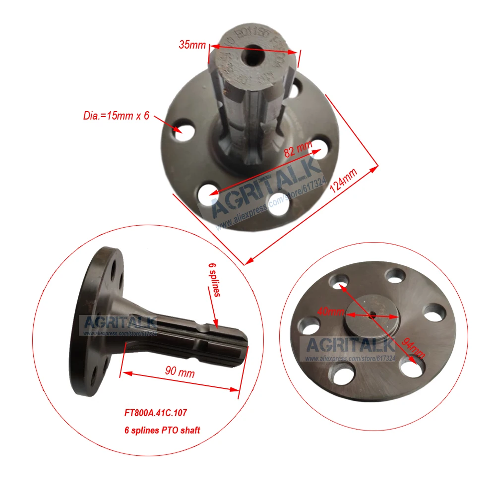 FT800A.41C.107 / FT800A.41D.107 / FT800A.41.107 / TB550.411L-13a / TB550.411L , PTO shaft ( 6 / 8 / 21 spline) for Lovol tractor