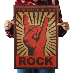Continue To Rock and Roll Vintage Poster Rock Gestures Room Decor Metal Rock Painting Retro Kraft Paper Wall Stickers