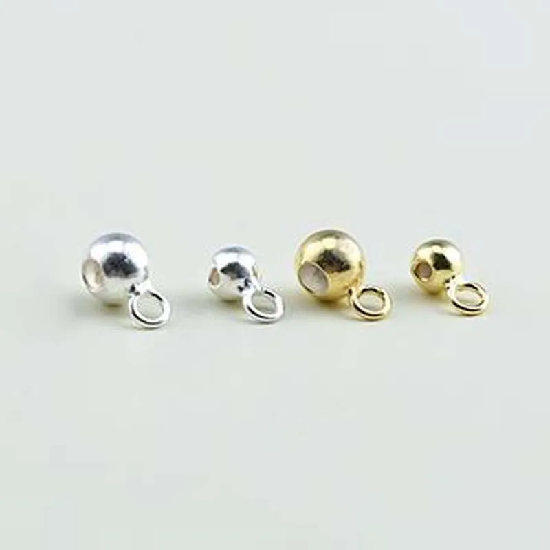 Silicone Filled Bead Real Pure Solid 925 Sterling Silver Spacer End Fit Beads With Ring Connector DIY Jewelry Making Findings