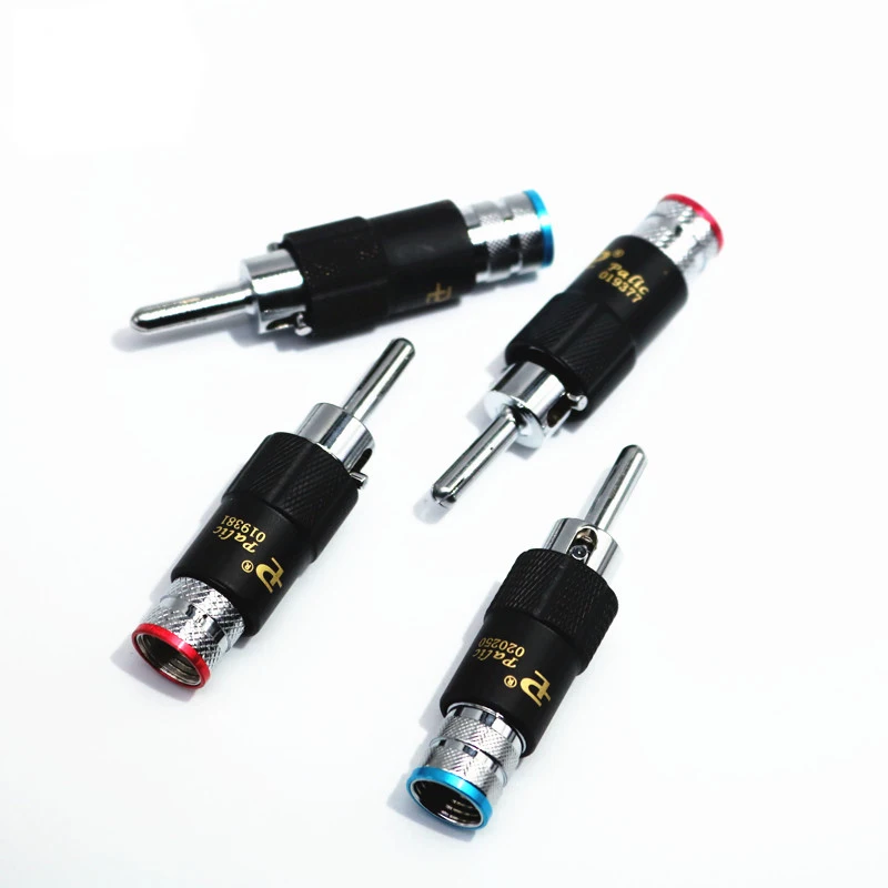 HIFI 4pcs/lot New Brass Banana Plug with Lock Palic Plug Speaker Cable Speaker Amplifier Connector for DIY RCA speaker cable