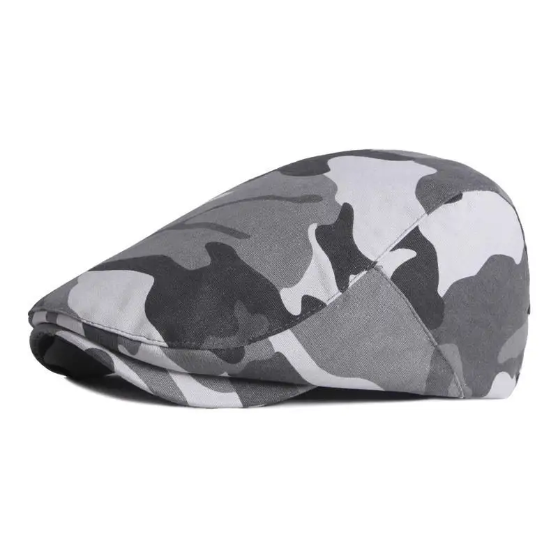 LDSLYJR 2021 Cotton Camouflage Print Newsboy Caps Flat Peaked Cap Men and Women Painter Beret Hats 36