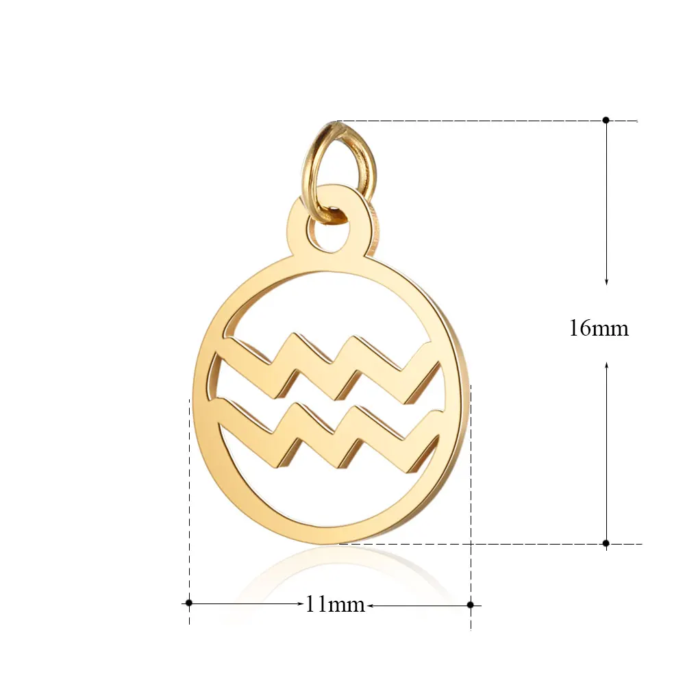 10pcs/lot Stainless Steel Steel Color 12 Zodiac Charm DIY Constellation  With Jump Ring For Making Jewelry Accessories