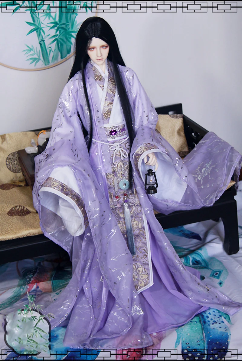 

1/4 1/3 Scale BJD Clothes Purple Hanfu Ancient Costume Dress Samurai Outfit For BJD/SD MSD SSDF ID75 Strong Uncle Doll B0210