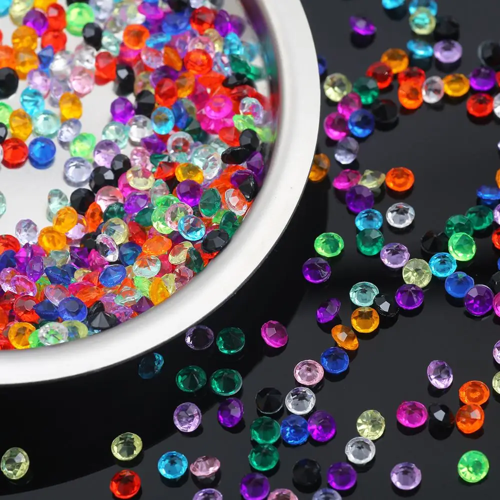 1000/2000Pcs Acrylic Diamond Crystal Strass Rhinestones Bling Mix Color Clear Confetti For Wedding Party Decoration Crafts 3/4mm