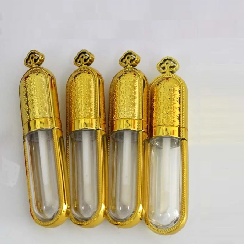 

Wholesales 3ml Golden Plastic Crown Lip Gloss Empty Tube Cosmetic Lipgloss Stick Container Refillable Bottles 30/50pcs